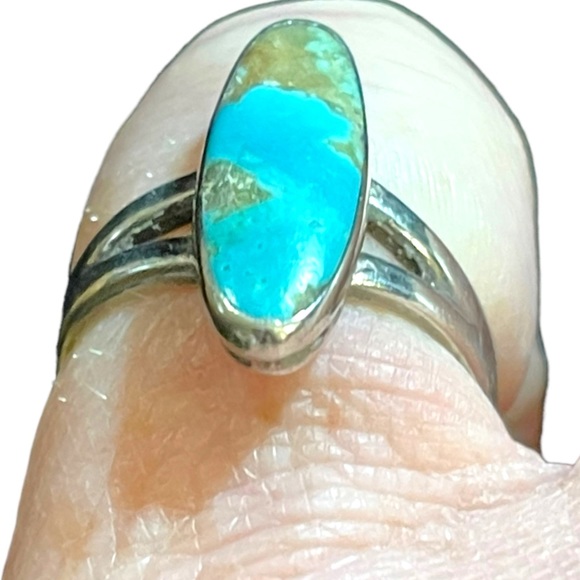 Vintage Bell Trading post oblong Torquoise sterling silver 925 ring Southwestern - Picture 2 of 9